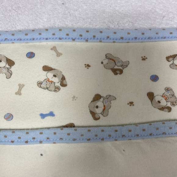 Playful puppy baby blanket ivory and light blue puppy print - Picture 6 of 6